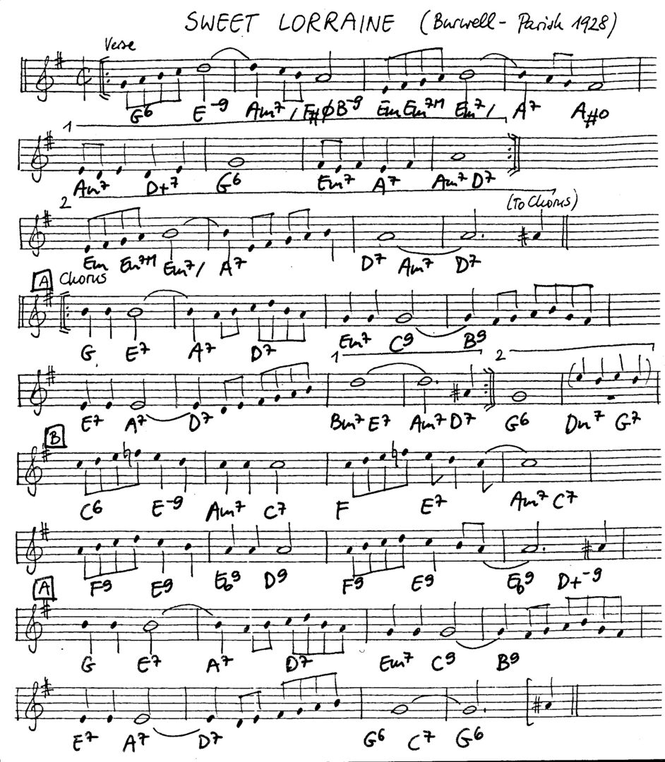 sweet lorraine leadsheet – book us for your next 20s or gatsby event